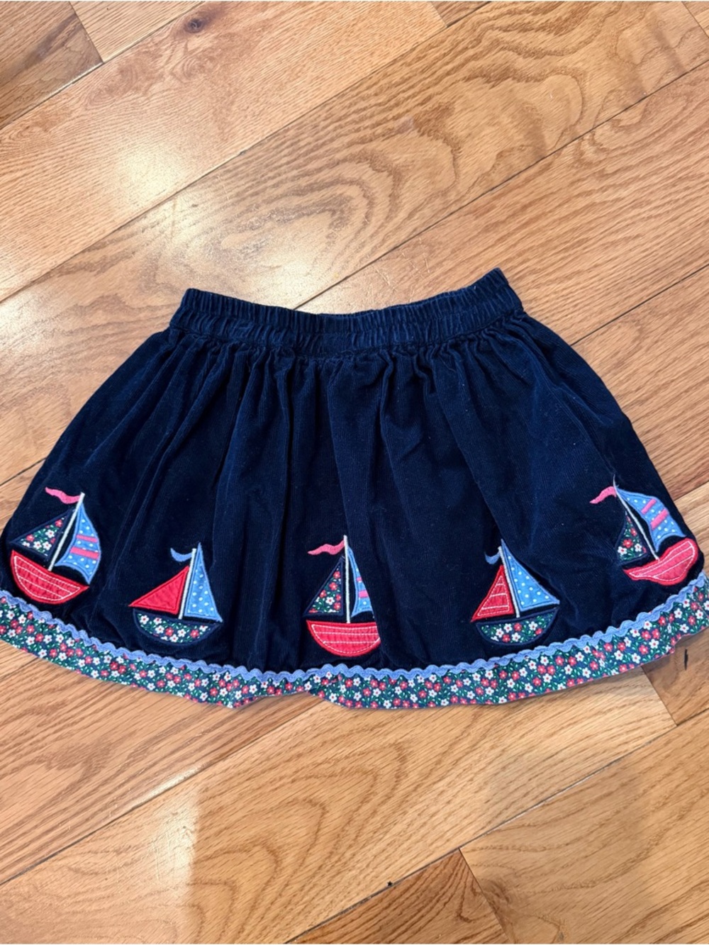 Girls Navy Sailboat Embroidered Skirt - Jojo Maman Bebe 3T - 4T